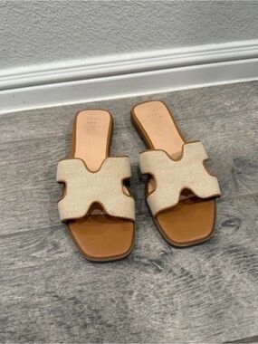 A New Day Neutral Beige Slide Sandals for Women - Casual Summer Slip-Ons